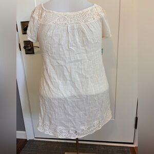 NWT O'Neill Cream Knit And Linen Lightweight Tunic